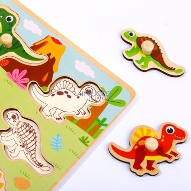TOOKY TOY Medinės Montessori dėlionės Dinozaurai Formos 6 TOOKY TOY Medinės Montessori dėlionės Dinozaurai Formos 6