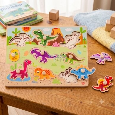TOOKY TOY Medinės Montessori dėlionės Dinozaurai Formos 2 TOOKY TOY Medinės Montessori dėlionės Dinozaurai Formos 2