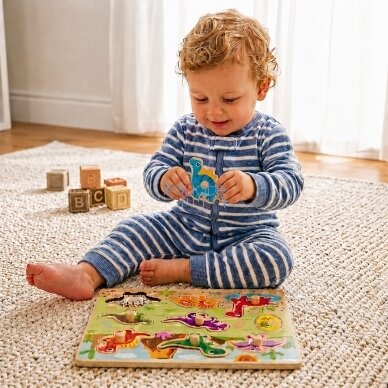 TOOKY TOY Medinės Montessori dėlionės Dinozaurai Formos 1