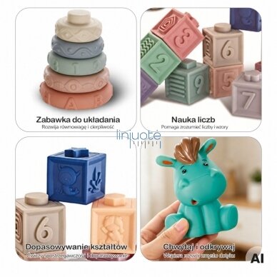 WOOPIE BABY rinkinys 27 minkštų sensorinių kaladėlių 3 WOOPIE BABY rinkinys 27 minkštų sensorinių kaladėlių 3