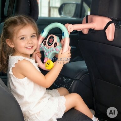 WOOPIE Interaktyvus automobilio vairas su šviesomis rožinis 1