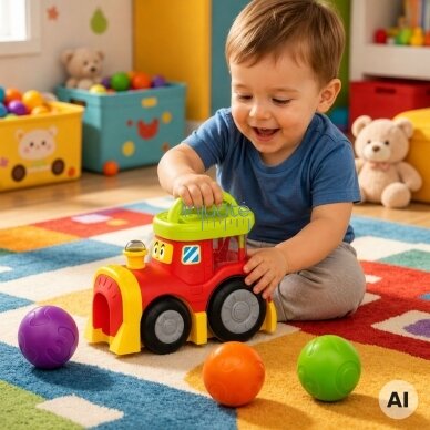 WOOPIE BABY Interaktyvus traukinukas su iššokančiais kamuoliukais 1 WOOPIE BABY Interaktyvus traukinukas su iššokančiais kamuoliukais 1