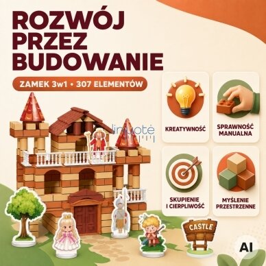 WOOPIE Pilis iš plytelių 506 vnt. figūrėlės „Pasidaryk pats“ konstruktorius vaikams 1 WOOPIE Pilis iš plytelių 506 vnt. figūrėlės „Pasidaryk pats“ konstruktorius vaikams 1