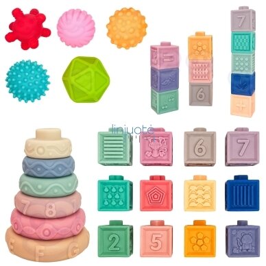 WOOPIE BABY Minkšti sensoriniai kaladėlės-kramtukai 23 vnt. 3 WOOPIE BABY Minkšti sensoriniai kaladėlės-kramtukai 23 vnt. 3
