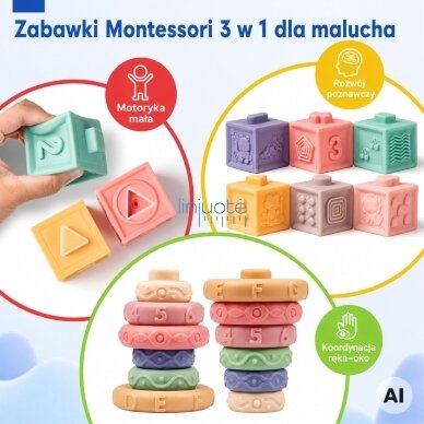 WOOPIE BABY Minkšti sensoriniai kaladėlės-kramtukai 23 vnt. 6