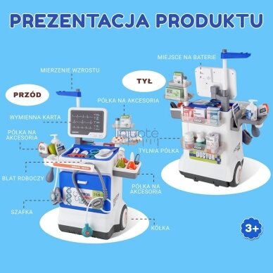 WOOPIE Interaktyvus mažojo daktaro vežimėlis medicininis rinkinys rentgenas 115cm 4