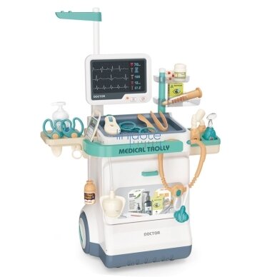 WOOPIE Gydytojo vežimėlis Rinkinys Mažasis daktaras EKG Garsas Šviesa Reguliuojamas 26 el. 5 WOOPIE Gydytojo vežimėlis Rinkinys Mažasis daktaras EKG Garsas Šviesa Reguliuojamas 26 el. 5