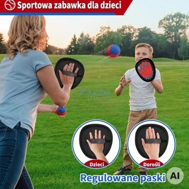WOOPIE Vikrumo žaidimas Pagauk kamuoliuką su mentelėmis vaikams Kamuoliuko gaudyklė 5 vnt. 3