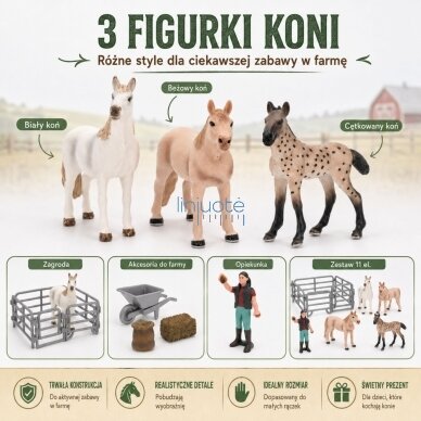 WOOPIE Figūrėlių rinkinys Ūkis Arkliai Mažasis Ūkininkas 11 vnt. Priedai 2