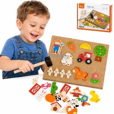 VIGA medinė kalimo mozaika Ūkis kamštinė lenta Montessori