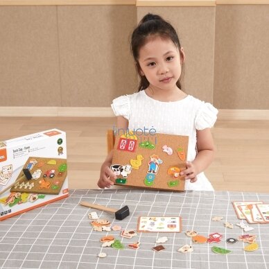 VIGA medinė kalimo mozaika Ūkis kamštinė lenta Montessori 1