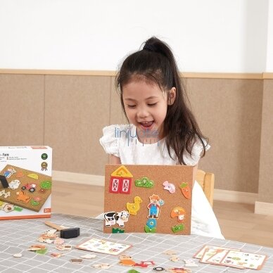 VIGA medinė kalimo mozaika Ūkis kamštinė lenta Montessori 2