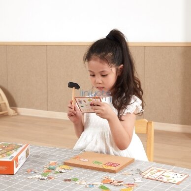 VIGA medinė kalimo mozaika Ūkis kamštinė lenta Montessori 3