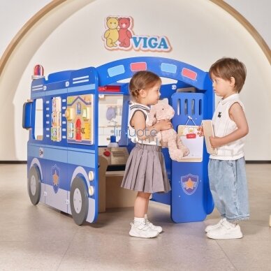 VIGA Didelis Medinis Policijos Automobilis – Edukacinis Rinkinys Vaikams Policija 6