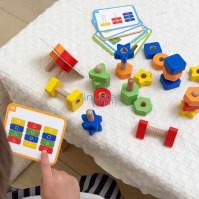 VIGA Varžtai ir veržlės Montessori žaislas Spalvų derinimas 30 EL 6