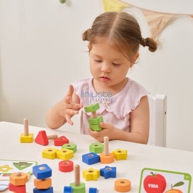 VIGA Varžtai ir veržlės Montessori žaislas Spalvų derinimas 30 EL 5