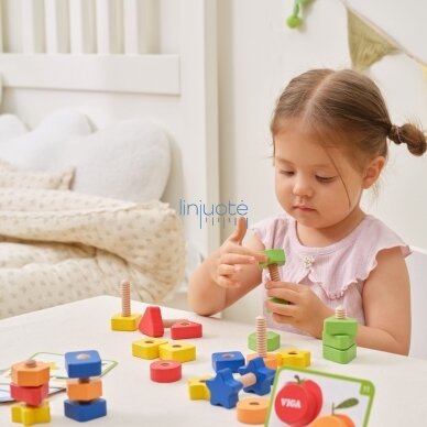 VIGA Varžtai ir veržlės Montessori žaislas Spalvų derinimas 30 EL 1