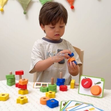VIGA Varžtai ir veržlės Montessori žaislas Spalvų derinimas 30 EL 2