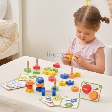 VIGA Varžtai ir veržlės Montessori žaislas Spalvų derinimas 30 EL 3