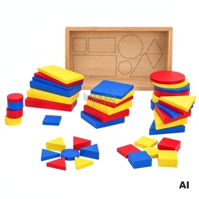 Medinės Dienes kaladėlės Geometrinės figūros Viga Toys Montessori 2 Medinės Dienes kaladėlės Geometrinės figūros Viga Toys Montessori 2
