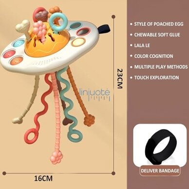 WOOPIE BABY Montessori sensorinis žaislas kramtukas barškutis daugiafunkcis UFO 8