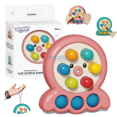 WOOPIE Vikrumo žaidimas Kurmio mušynė Virvutė Aštuonkojis Rožinis 2in1 WOOPIE Vikrumo žaidimas Kurmio mušynė Virvutė Aštuonkojis Rožinis 2in1