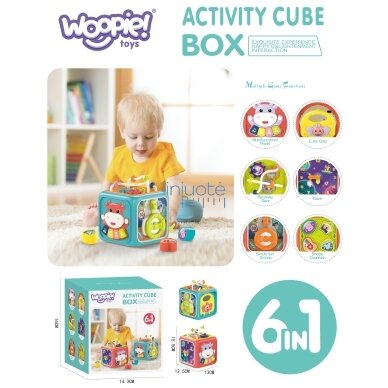 WOOPIE BABY Interaktyvus sensorinis edukacinis Montessori kubas, rūšiuoklis 6in1 5