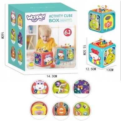 WOOPIE BABY Interaktyvus sensorinis edukacinis Montessori kubas, rūšiuoklis 6in1 9