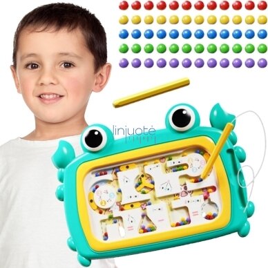 WOOPIE Magnetinė Montessori edukacinė lenta Labirintas Krabas Turkio spalvos WOOPIE Magnetinė Montessori edukacinė lenta Labirintas Krabas Turkio spalvos