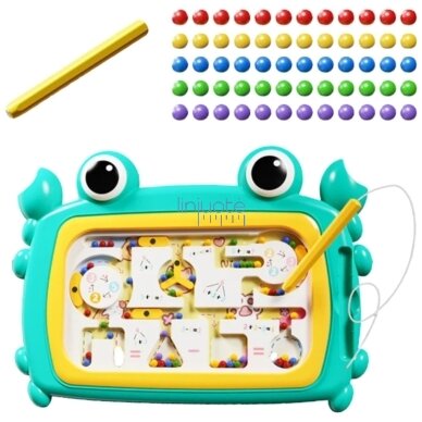 WOOPIE Magnetinė Montessori edukacinė lenta Labirintas Krabas Turkio spalvos 1