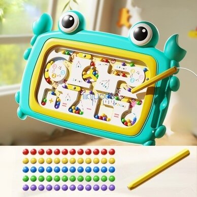 WOOPIE Magnetinė Montessori edukacinė lenta Labirintas Krabas Turkio spalvos 3