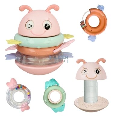 WOOPIE Baby Vaikiškas stumk-stovėk (vanka-vstanka) jutiminis žaislas 2in1 barškutis kramtukas rožinis 1 WOOPIE Baby Vaikiškas stumk-stovėk (vanka-vstanka) jutiminis žaislas 2in1 barškutis kramtukas rožinis 1