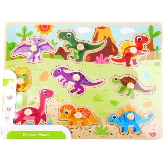 TOOKY TOY Medinės Montessori dėlionės Dinozaurai Formos 8 TOOKY TOY Medinės Montessori dėlionės Dinozaurai Formos 8