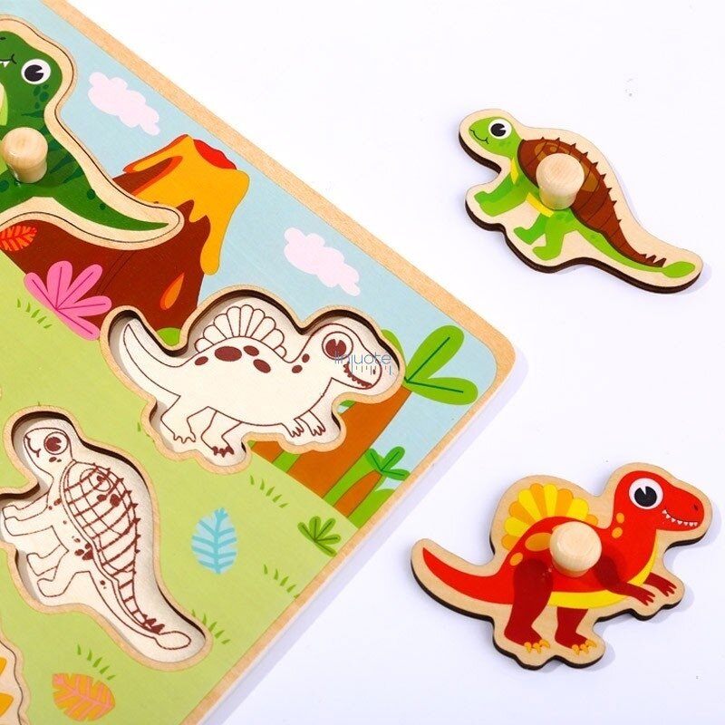 TOOKY TOY Medinės Montessori dėlionės Dinozaurai Formos 6