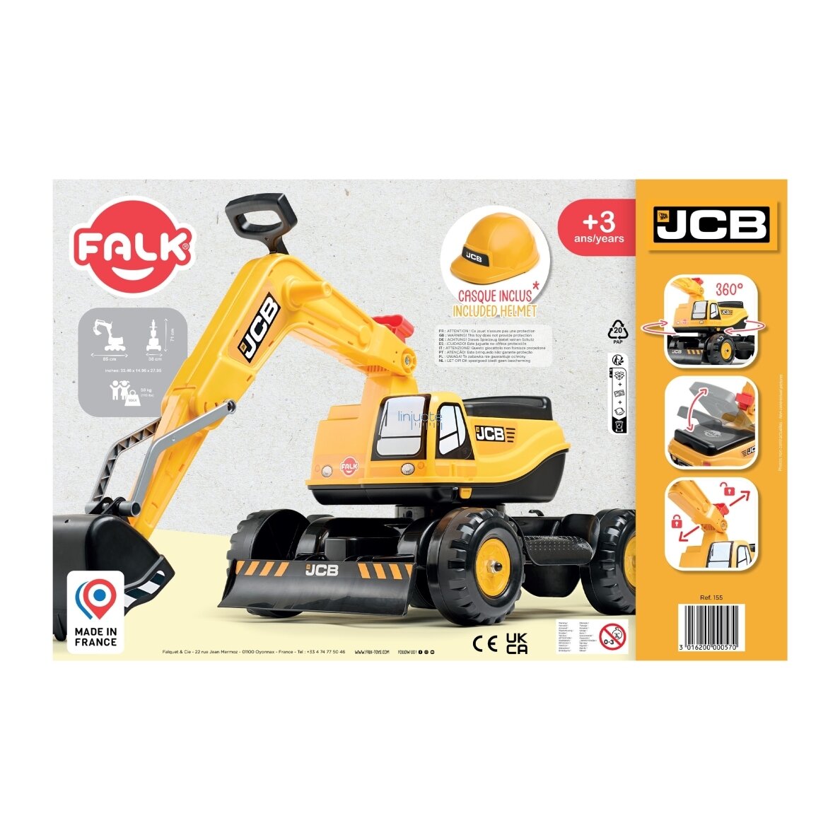 FALK Ekskavator JCB KASDIK Apverstas Geltonas Judantis Kastuvo Nuo 3 Metų. 9