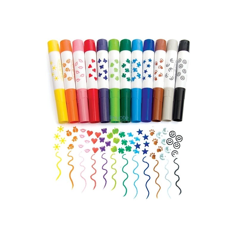 Flomasteriai su antspaudukais, 12 vnt.