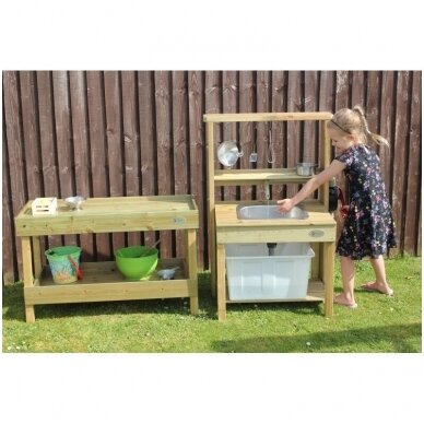 Āra izglītojošais līdzeklis - lielas koka virtuves ar izlietni komplekts ar īstu ūdeni, EPZ1270013 1 Āra izglītojošais līdzeklis - lielas koka virtuves ar izlietni komplekts ar īstu ūdeni, EPZ1270013 1