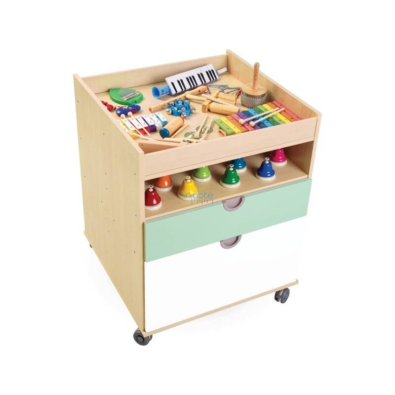 Mobilioji spintelė su stalčiais ir muzikos instrumentais. Cubo kolekcija 4 Mobilioji spintelė su stalčiais ir muzikos instrumentais. Cubo kolekcija 4