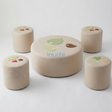 Pufų komplektas „Miško lapeliai“, LIN5855264