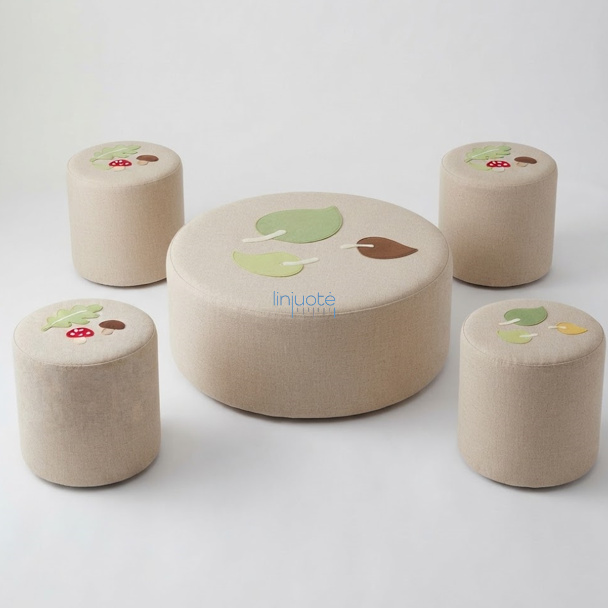 Pufų komplektas „Miško lapeliai“, LIN5855264