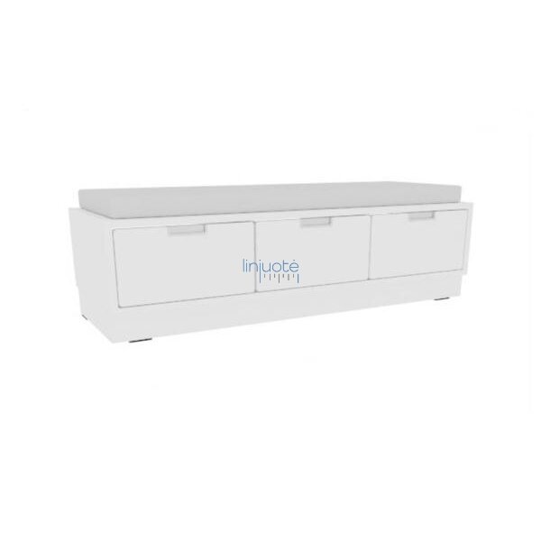 Quadro skapītis-soliņš ar pelēku matraci - kļava 099361