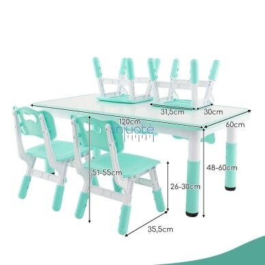 Regulējama galda un 4 krēslu komplekts DSG 7495 1 Regulējama galda un 4 krēslu komplekts DSG 7495 1