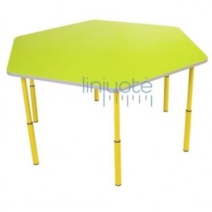 Šešiakampis stalas, reguliuojamo aukščio, skirtingų spalvų