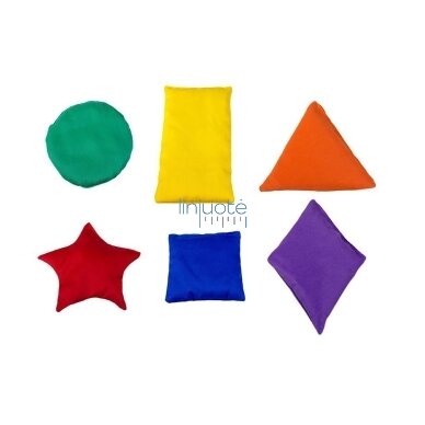 Sensorinių maišelių rinkinys su žirneliais - Geometrinės figūros, 6 el, ESIER213 Sensorinių maišelių rinkinys su žirneliais - Geometrinės figūros, 6 el, ESIER213