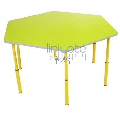 Šešiakampis stalas, reguliuojamo aukščio, skirtingų spalvų