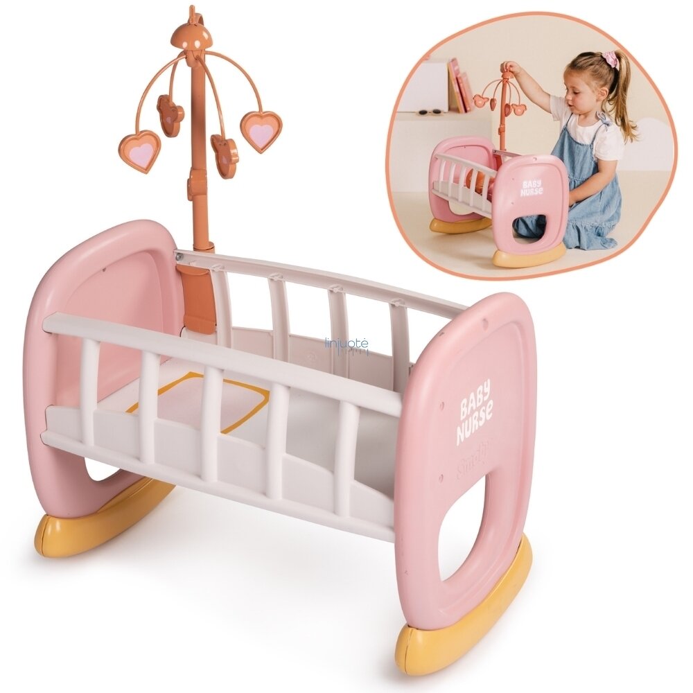 SMOBY Baby Nurse Lopšys su karusele, 220390 SMOBY Baby Nurse Lopšys su karusele, 220390