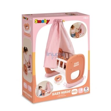 Smoby Baby Nurse Lopšys su baldakimu, 220391 Smoby Baby Nurse Lopšys su baldakimu, 220391