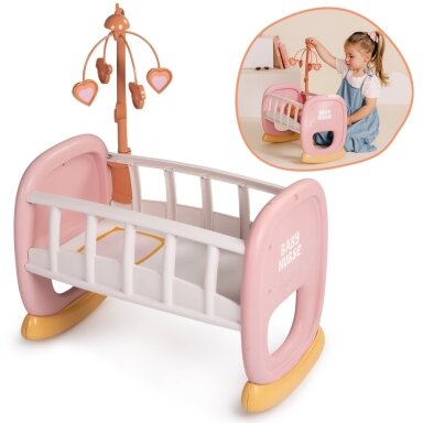 SMOBY Baby Nurse Lopšys su karusele, 220390 SMOBY Baby Nurse Lopšys su karusele, 220390
