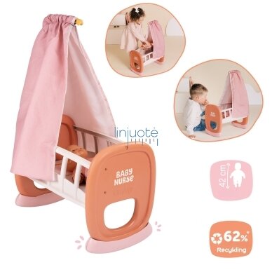 Smoby Baby Nurse Lopšys su baldakimu, 220391 7 Smoby Baby Nurse Lopšys su baldakimu, 220391 7