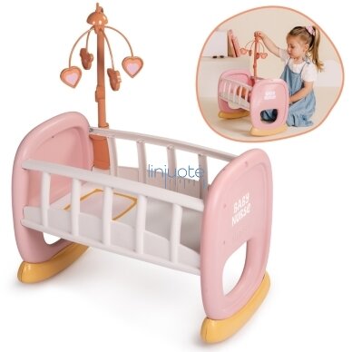 SMOBY Baby Nurse Lopšys su karusele, 220390 SMOBY Baby Nurse Lopšys su karusele, 220390